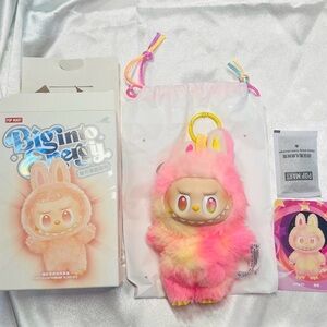 POP MART Pink Plush Bunny Keychain - Big into Mercy Collector Figure